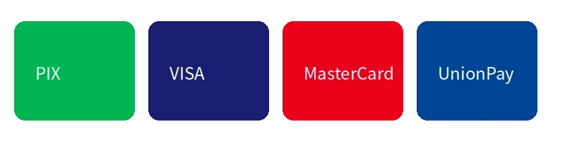 支持PIX、VISA、万事达卡、银联等支付方式